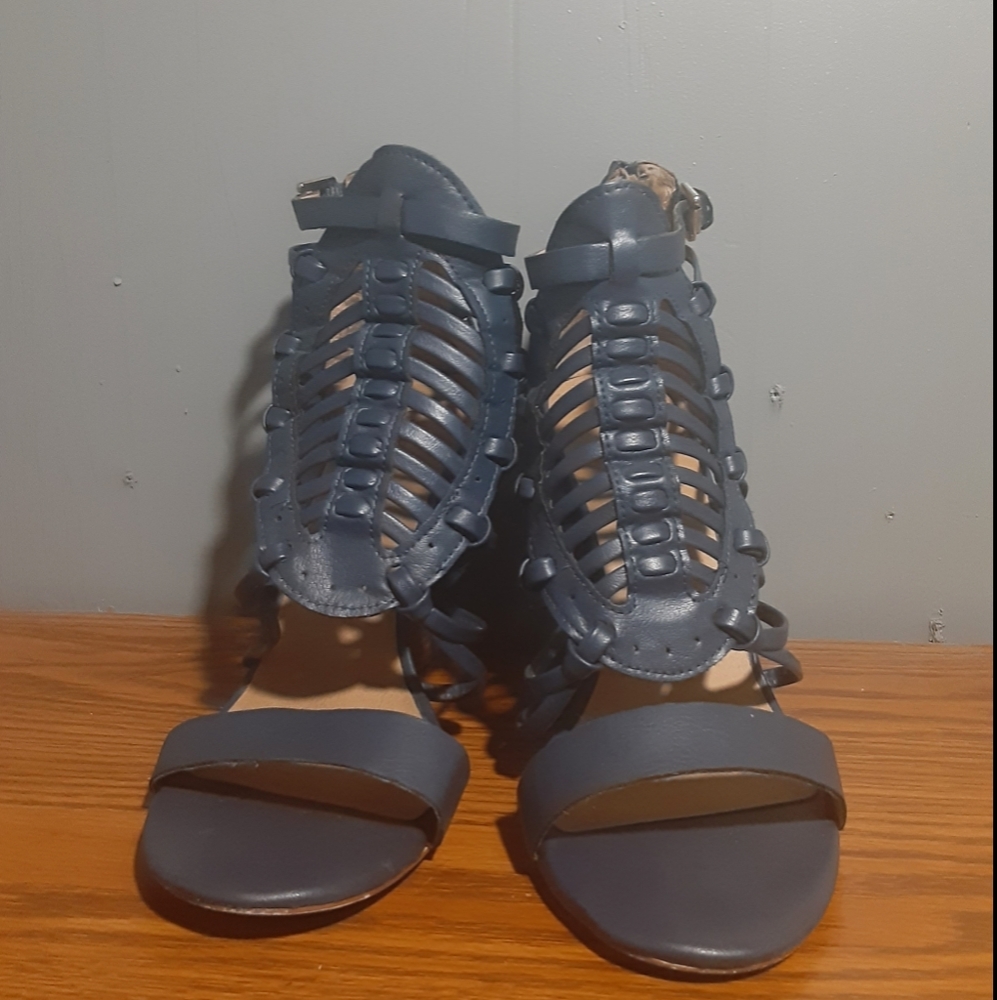 Just Fab Blue Caged Heels